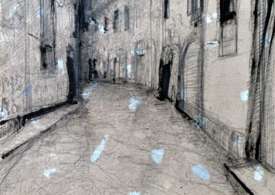 14.Nocturne Street Scene 2025 19“x25“ Ink and Graphite On Paper