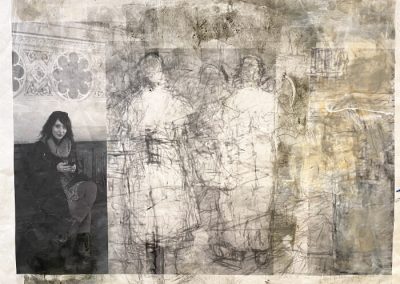 Kathryn in the Spanish Chapel 24” X30” Digital print, pencil and mono print on kozo paper