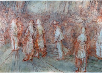 Crossing Brooklyn Ferry 2025 30"x 44" mixed Medium Drawing