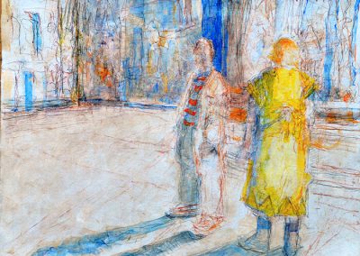Couple in Piazza 2025 19"x 25" Acrylic on paper